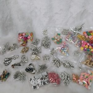 Charms Pendants Beads Closeout Bulk Jewelry Making Crafts - Over 1lb Box B